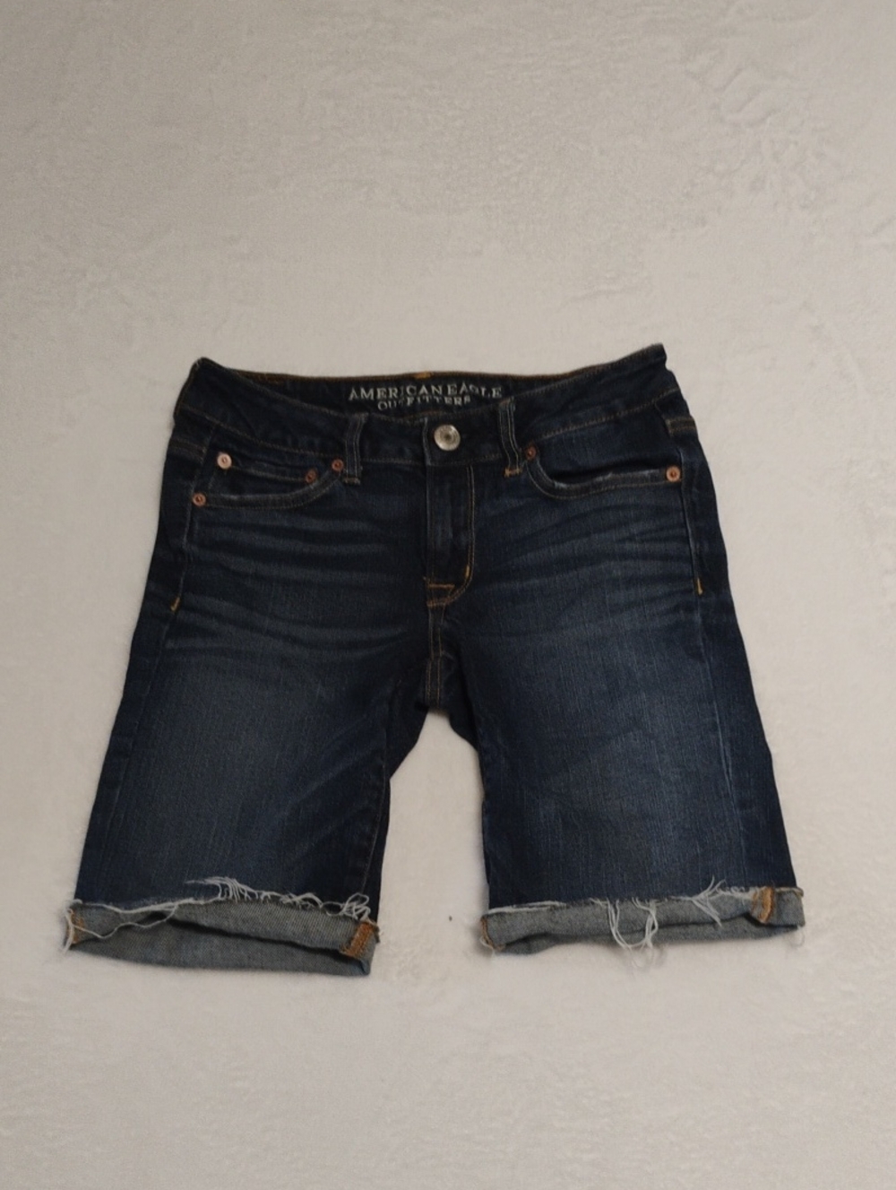 American Eagle Outfitters Dark Indigo Rolled Hem Bermuda Shorts